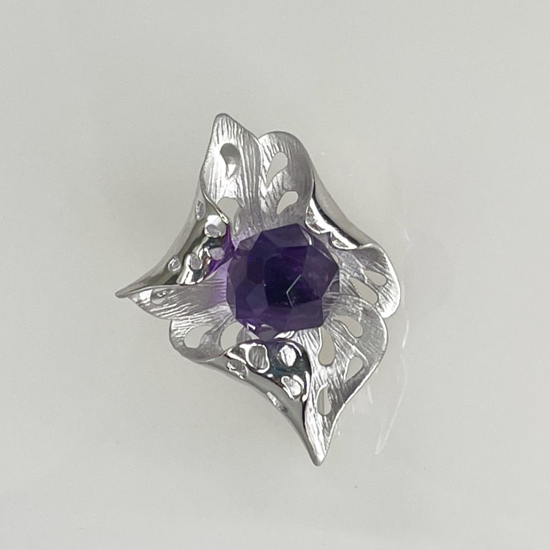 紫水晶ネックレス　ペンダント　ブローチ　FN1　K05107-H