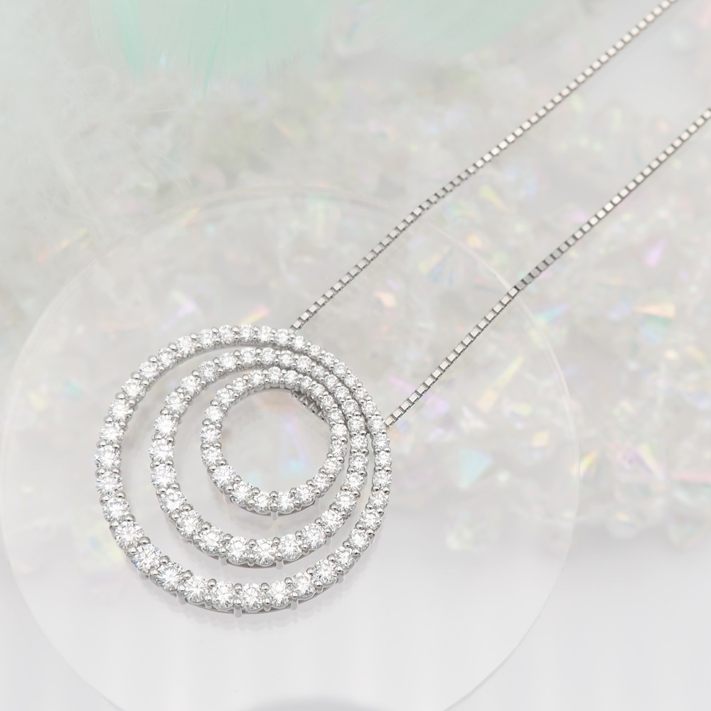 プラチナ 3.0ct サークル　ダイヤモンド ペンダントネックレス　HH-019517