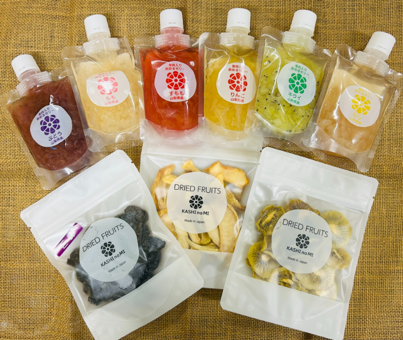 クラッシュゼリー6本とドライフルーツ3種セット