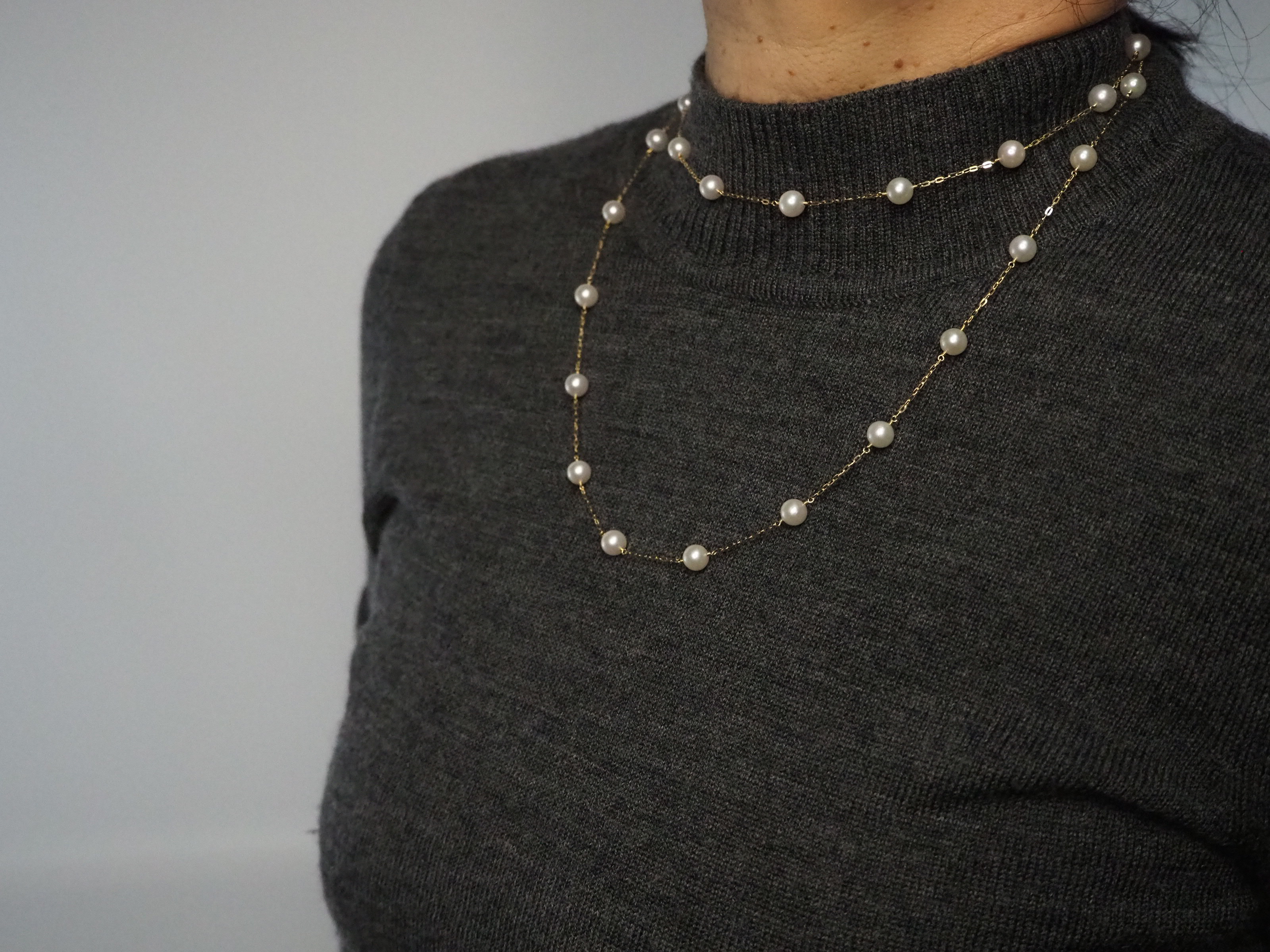 K18 あこや真珠 2Way ステーション パール ネックレス JN614