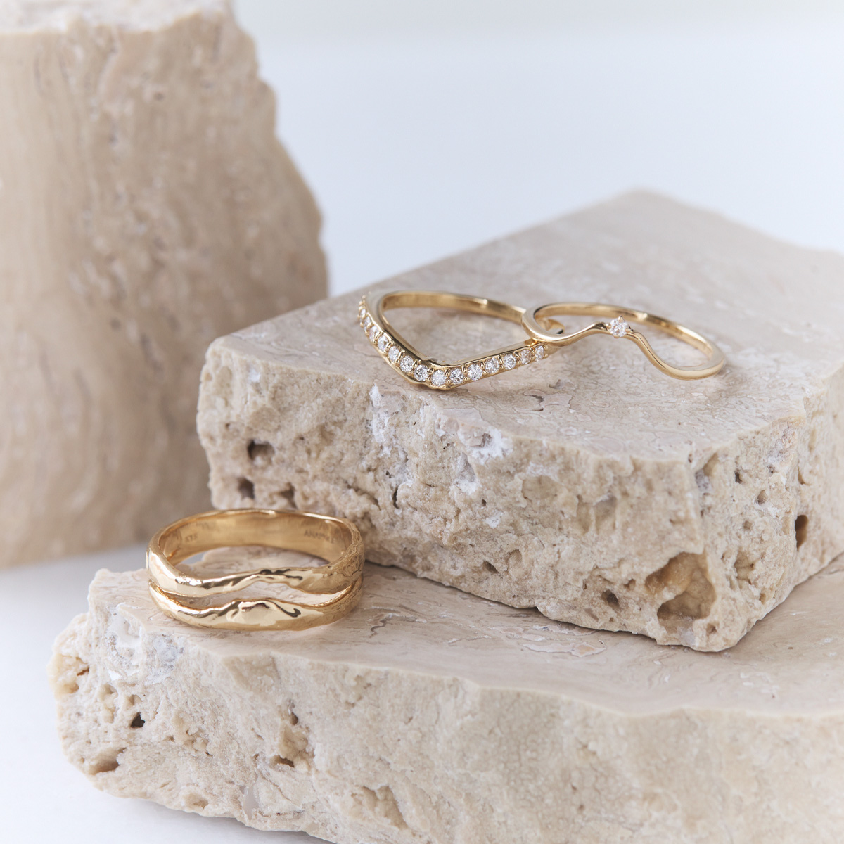 《ANAPNOE》〈山〉K18 富士山 リング　【TE-103】