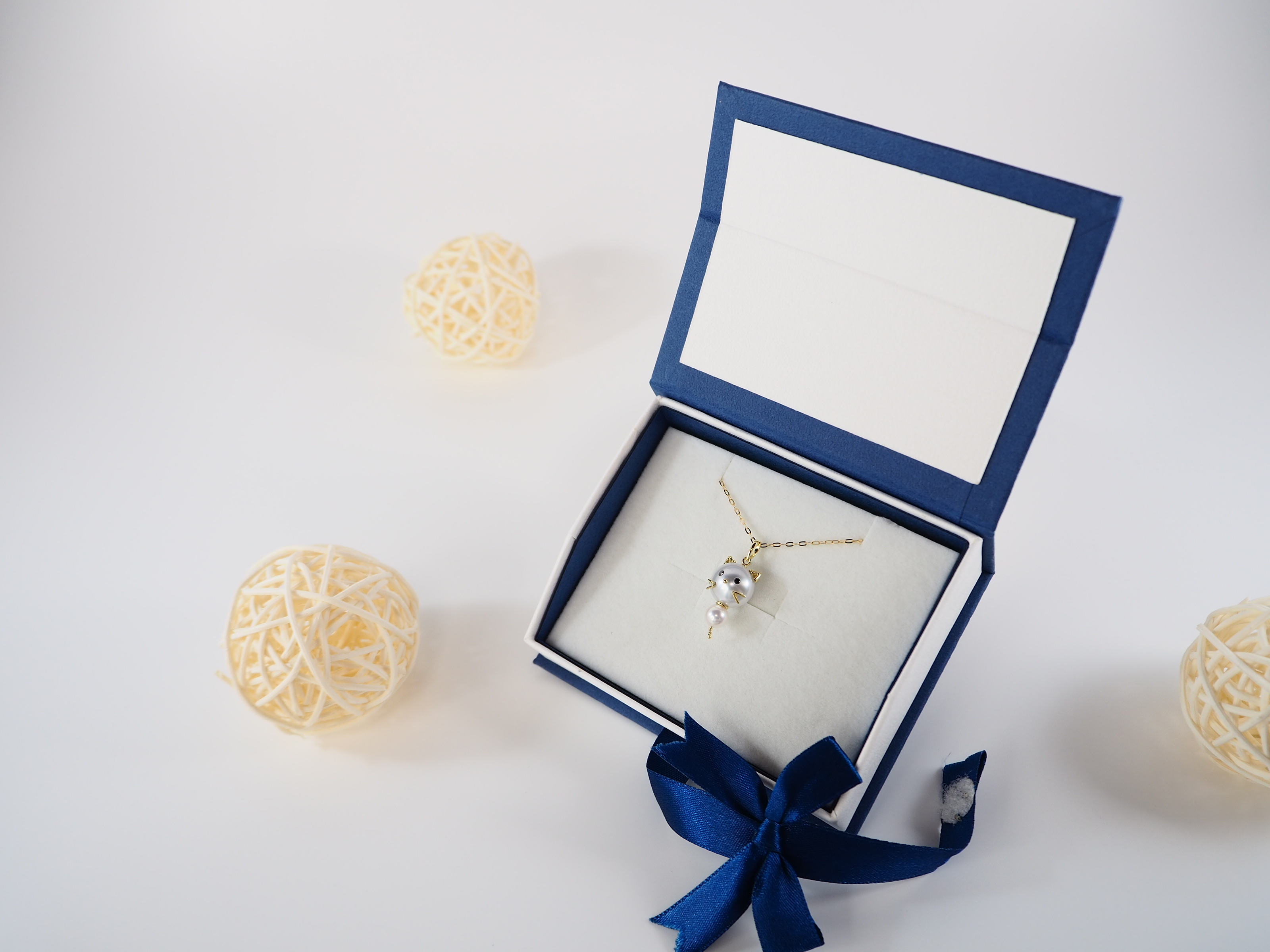 K18 南洋真珠・あこや真珠　アニマル【ねこ】モチーフペンダント AN11P