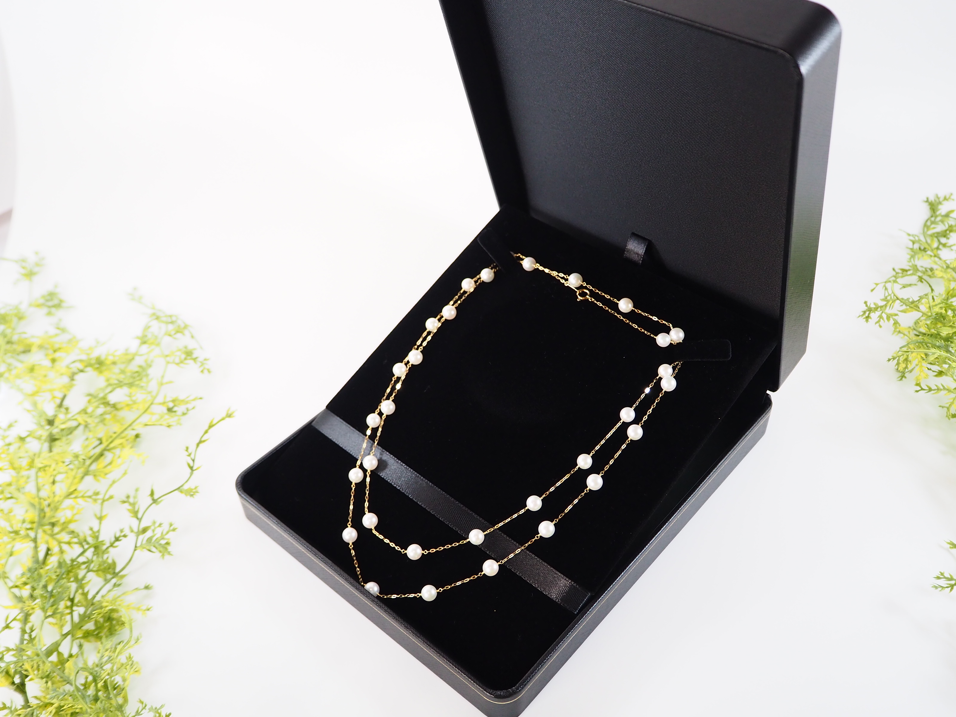 K18 あこや真珠 2Way ステーション パール ネックレス JN614