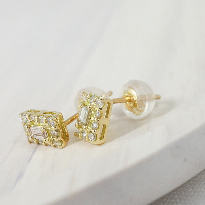 甲府市発 k18イエローゴールド ダイヤモンド ピアス 0.3ct [PS-0766YG]