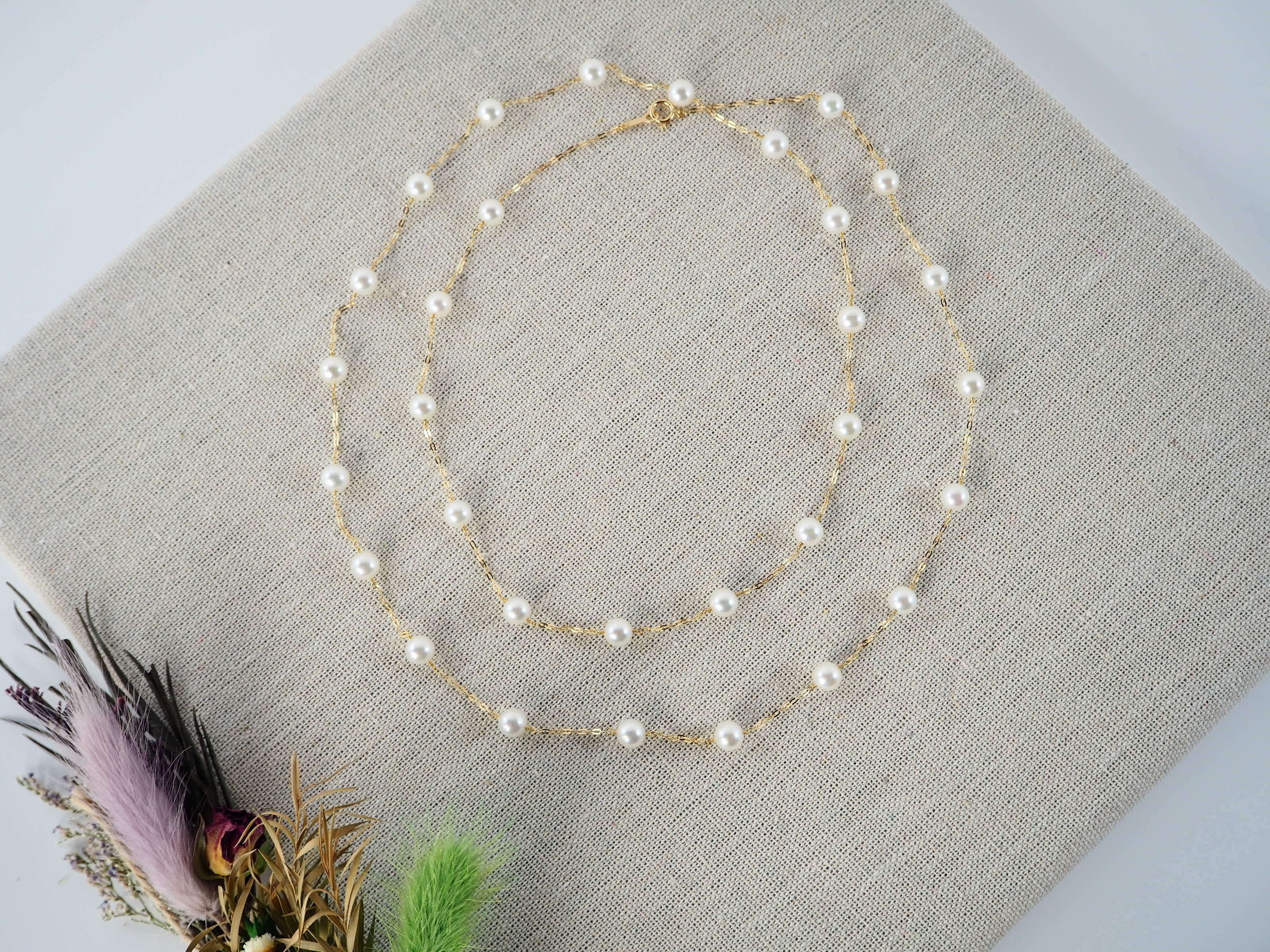 K18 あこや真珠 2Way ステーション パール ネックレス JN614