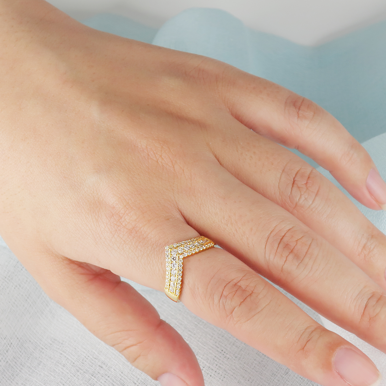 K18ダイヤモンド0.5ｃｔＶ字パヴェリング　RI-10YGWH