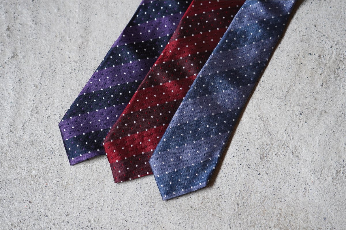 【Hadashin】トップ糸ネクタイ 201　大剣幅8cm（ネイビー）