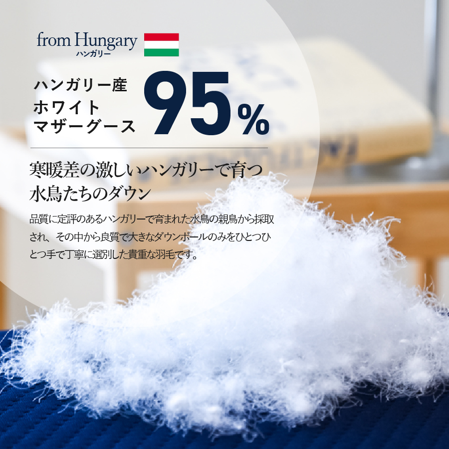 【純銀の糸】ちょうどいい中厚タイプの羽毛布団【ハンガリー産ホワイトマザー95％】ダブル
