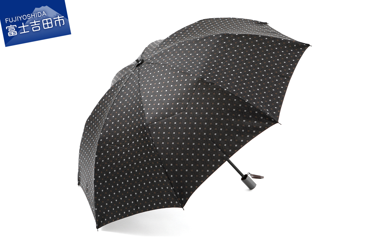 ネクタイ柄【紳士折りたたみ傘】晴雨兼用傘　ブラック×ブラウン