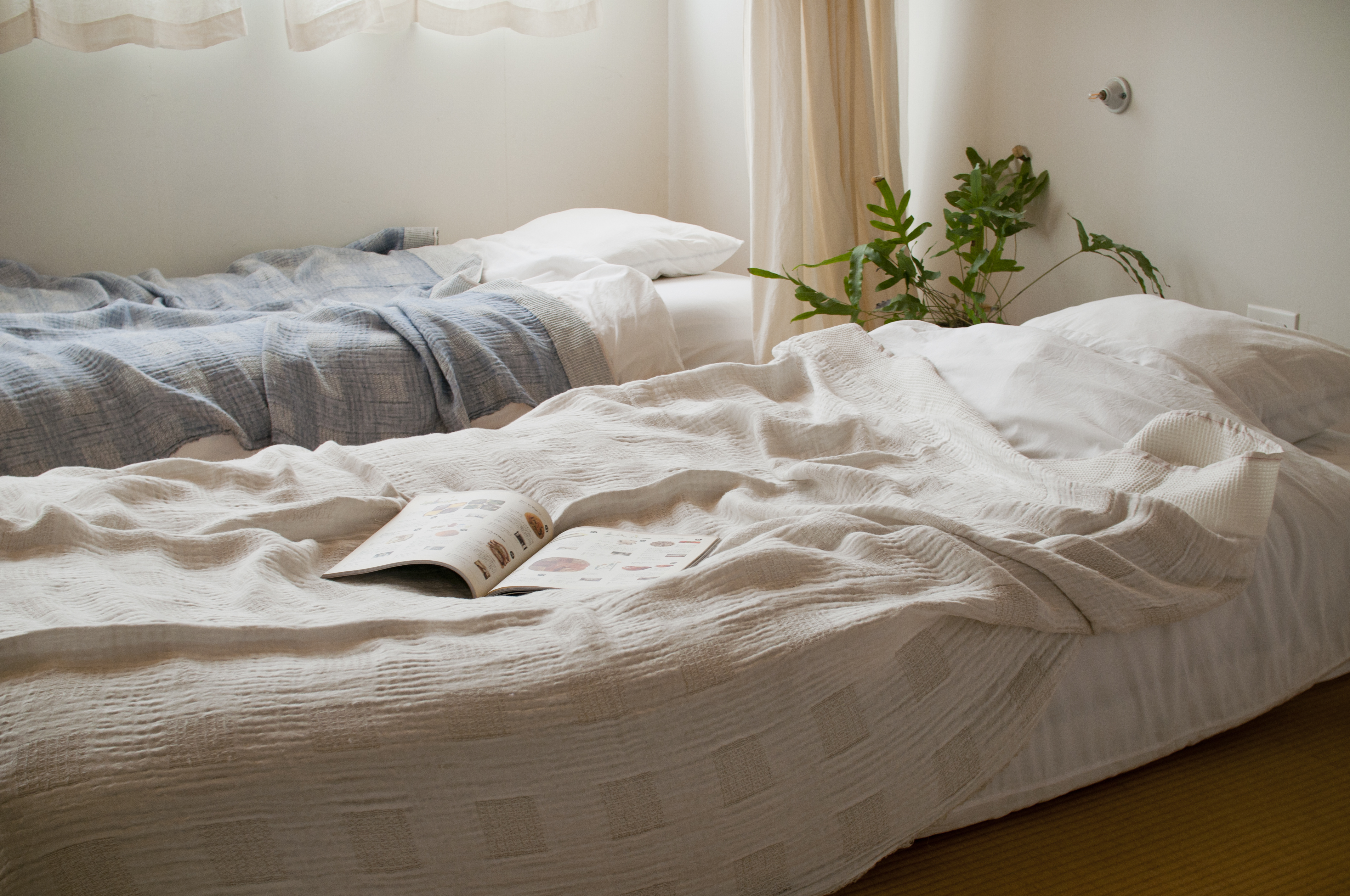 ジャガード織ダブルガーゼブランケット（ブルー）テンジンファクトリー製