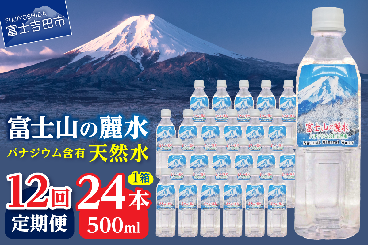 【12か月お届け】富士山の麗水 500ｍl 24本