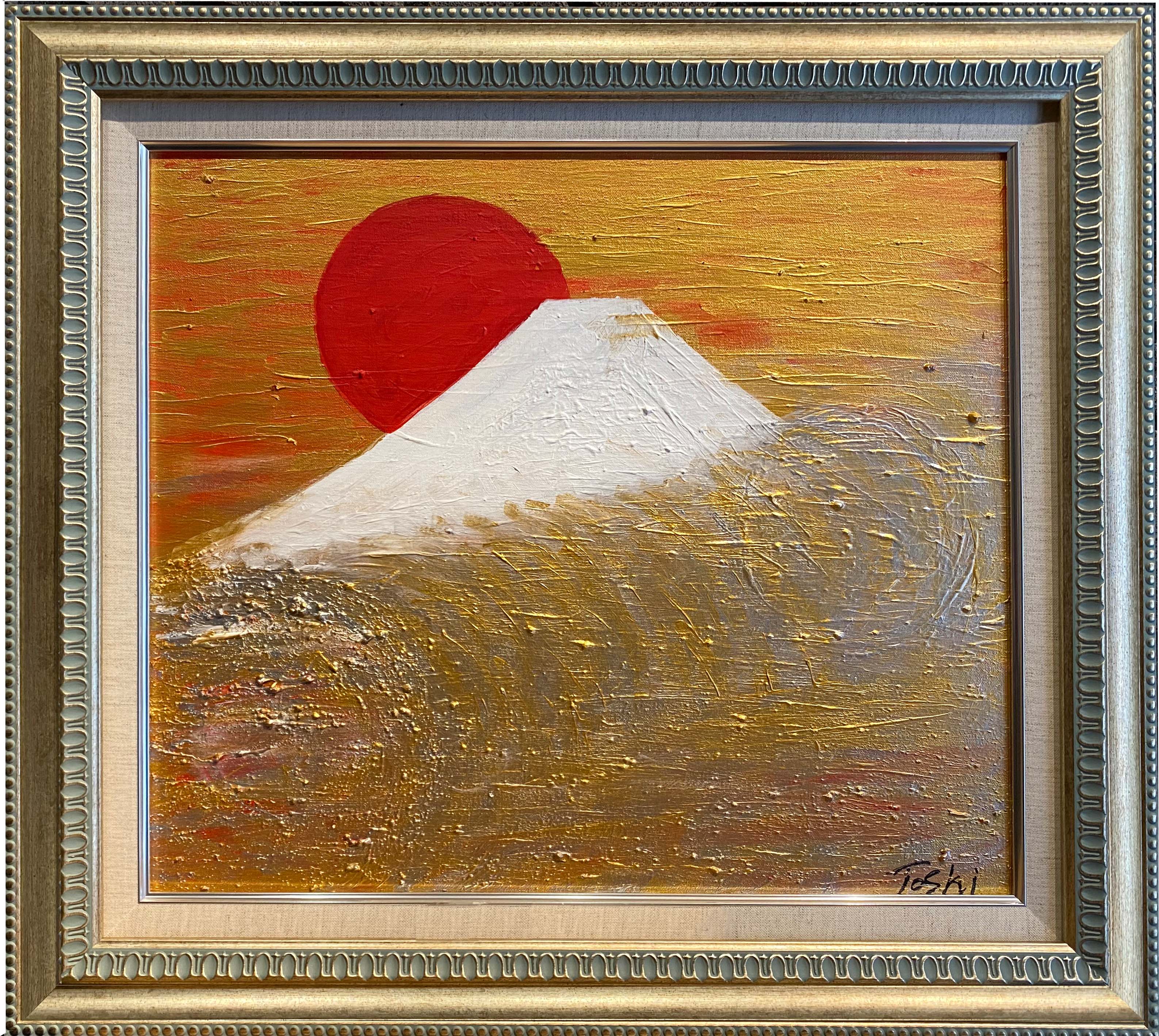 富士山溶岩パワーアート「令和黄金銀龍雲開運白富士」