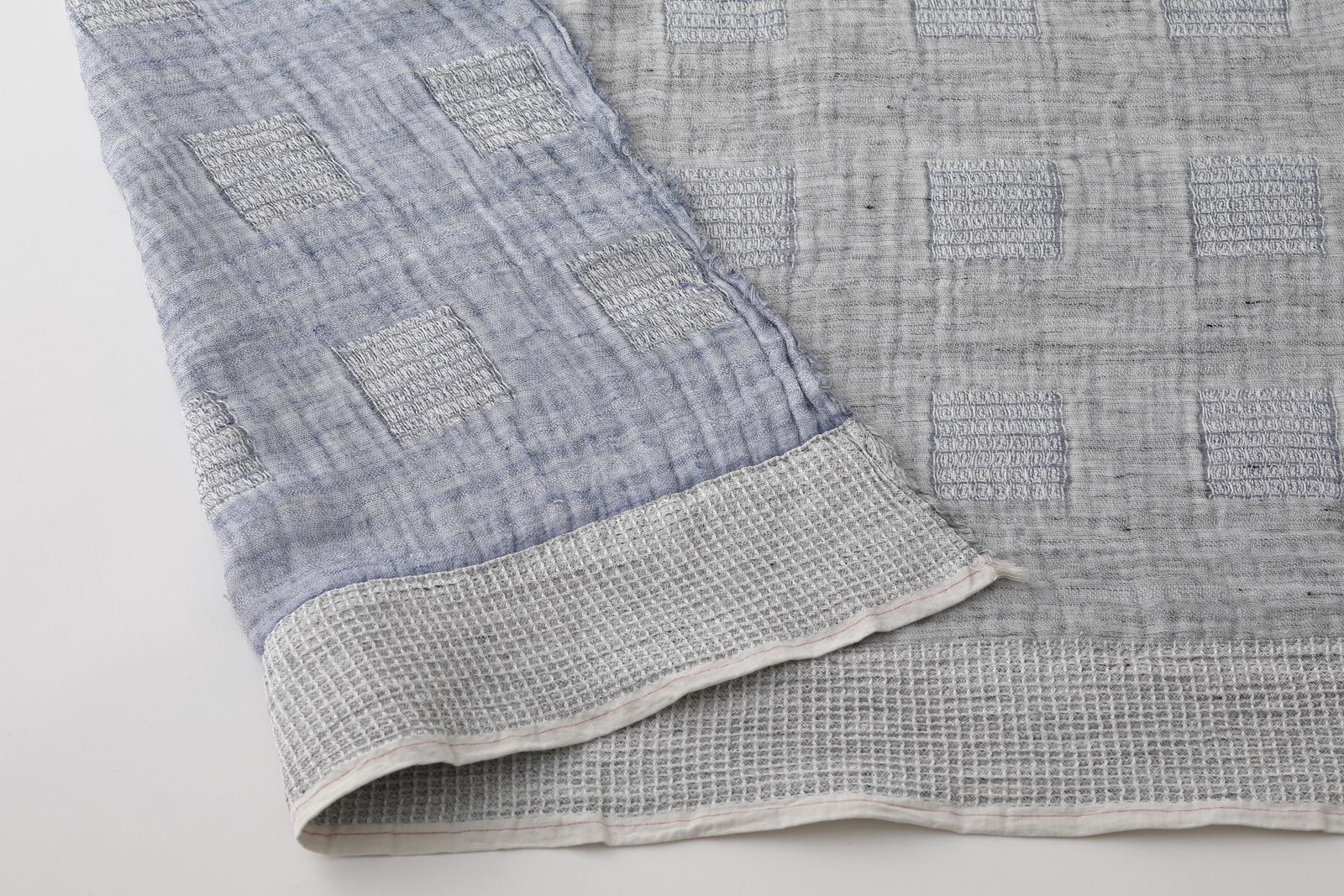 ジャガード織ダブルガーゼブランケット（ブルー）テンジンファクトリー製