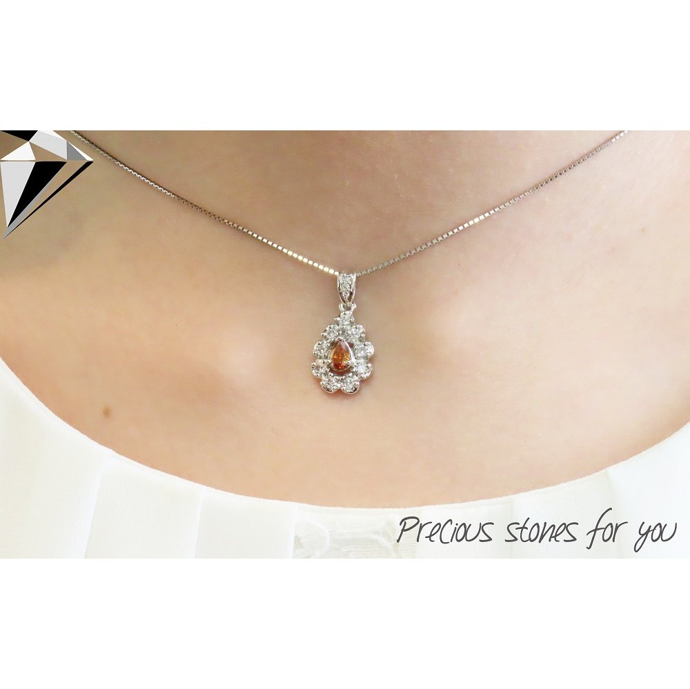 ノンヒート 天然オレンジダイヤモンド ペンダント プラチナ 鑑別書付き