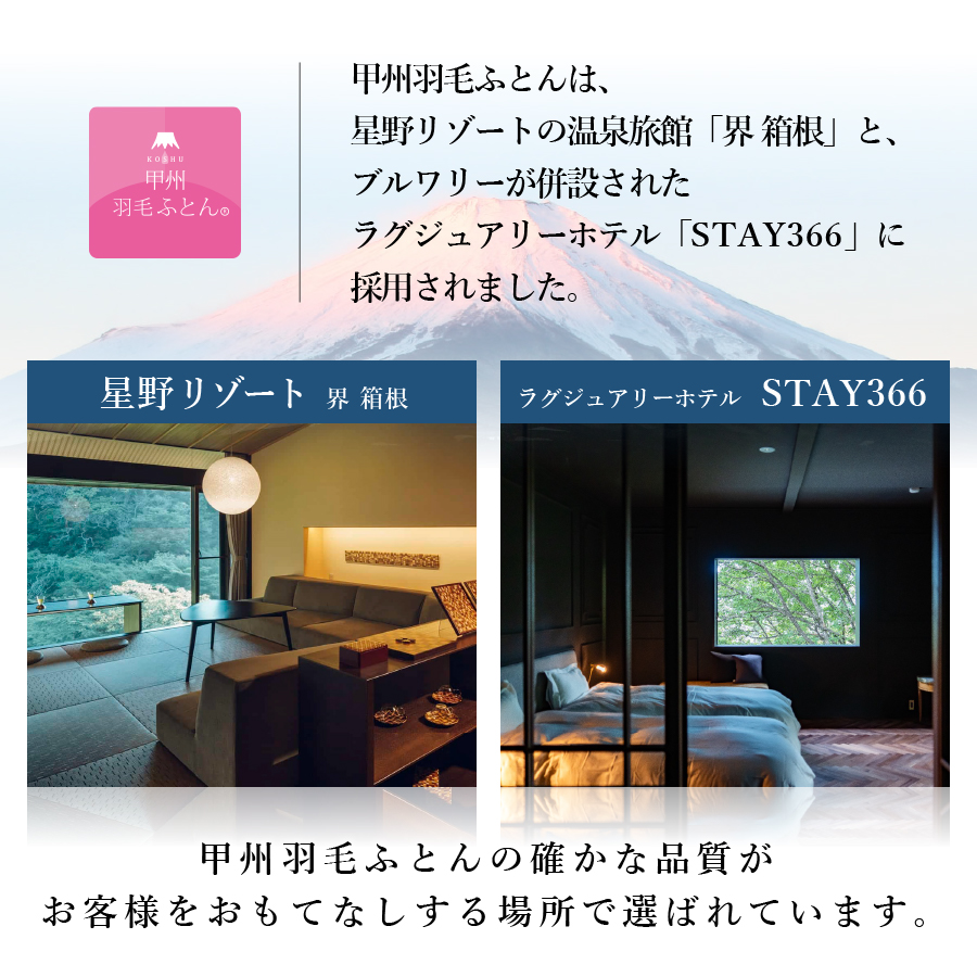 【甲州羽毛2枚合わせふとん】ポーランドプレミアムマザーグースダウン95%超長綿 ホワイト (ダブル) 羽毛布団