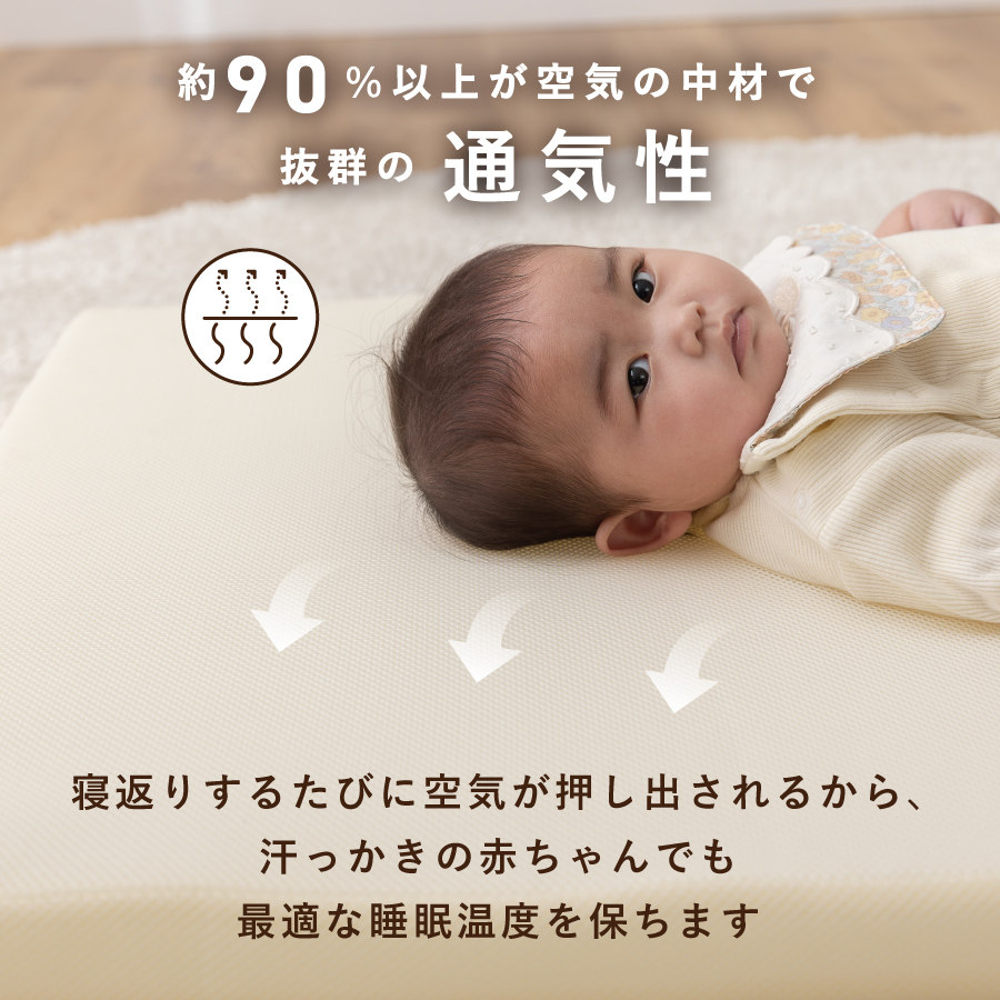 【甲州羽毛ふとん】エアーマットレス二つ折り（ベビーサイズ）