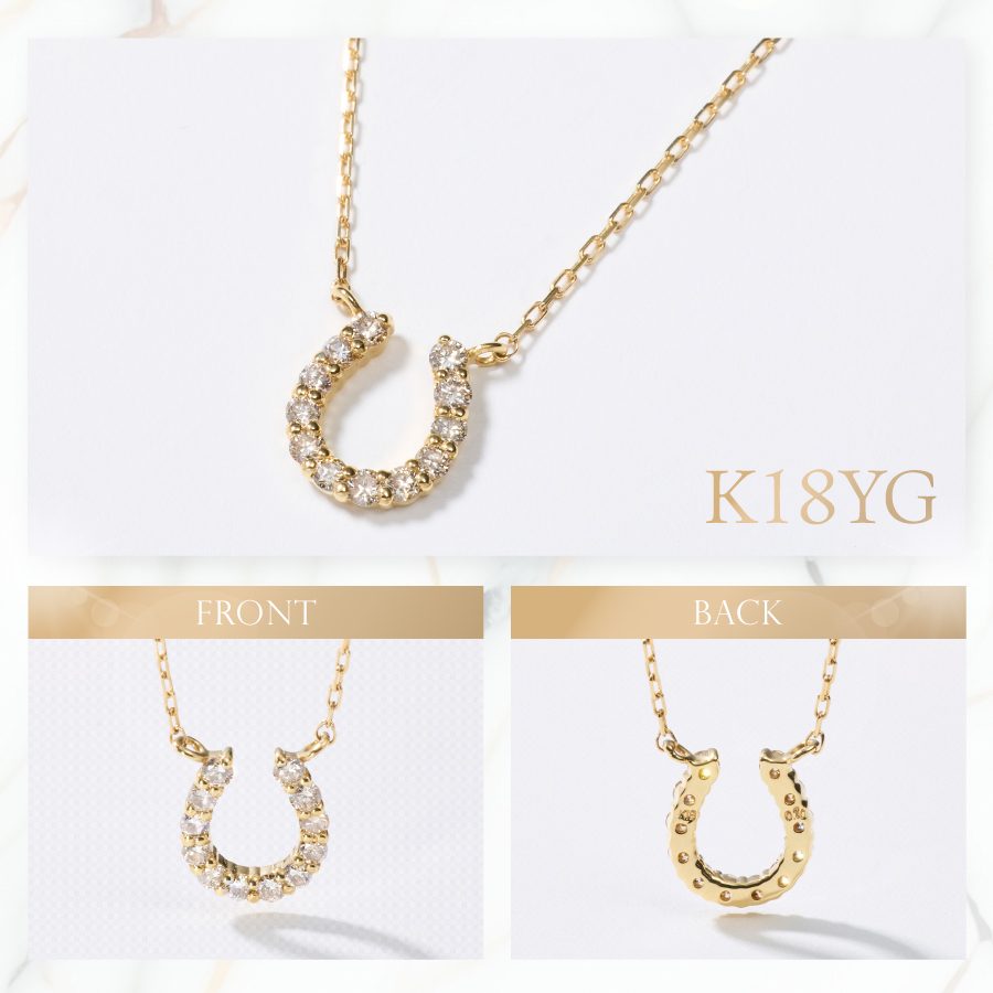 K18イエローゴールド　馬蹄ダイヤモンドペンダント　MJ-1132