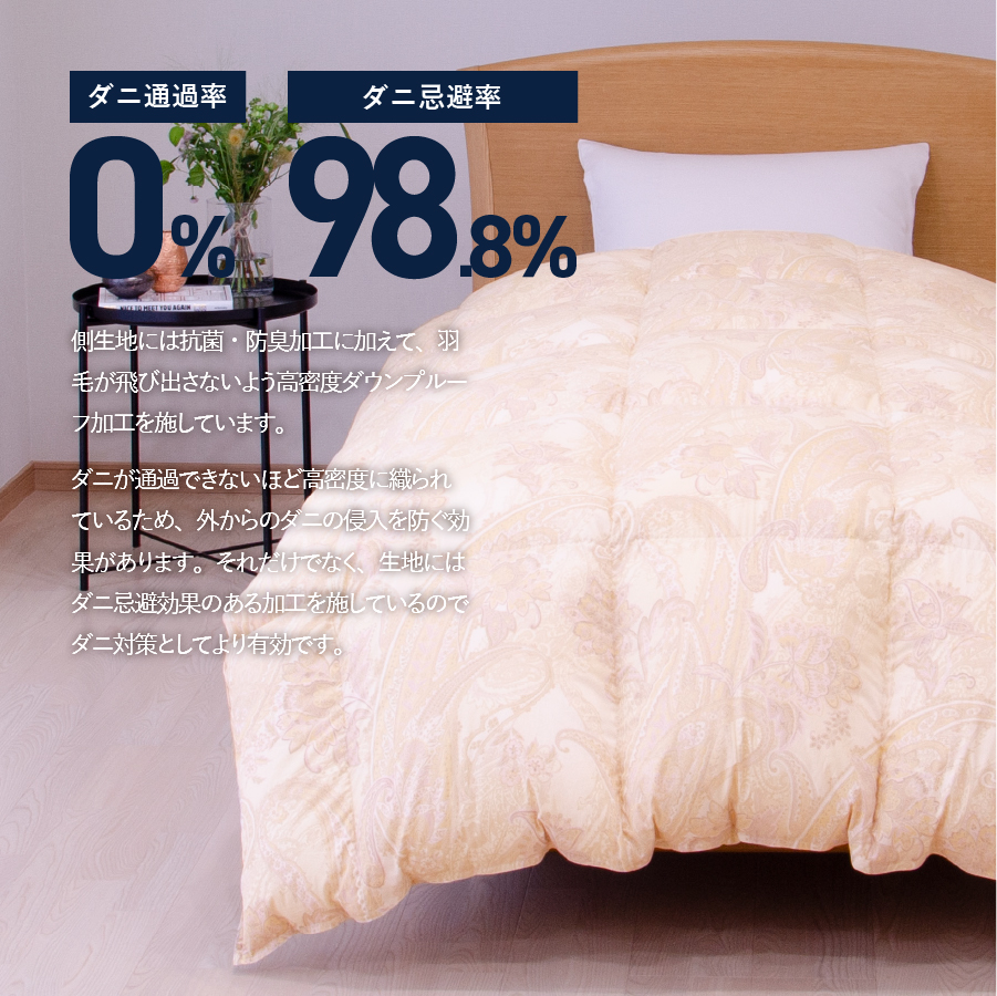 【秋冬対応品】羽毛布団　オリジナル染柄/琥珀色(ダブル)