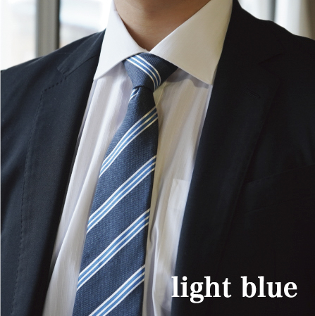 【Hadashin】シルクネクタイ（ライトブルー）【406　ストライプ】