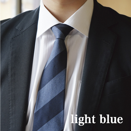 【Hadashin】シルクネクタイ（ライトブルー）【405　2段縞】