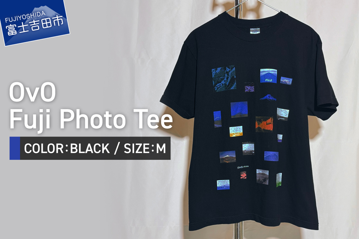 Tシャツ 半袖 BLACK Mサイズ 綿100％ 「 OvO Fuji Photo Tee 」 ユニセックス カジュアル ファッション 黒 ブラック 富士山