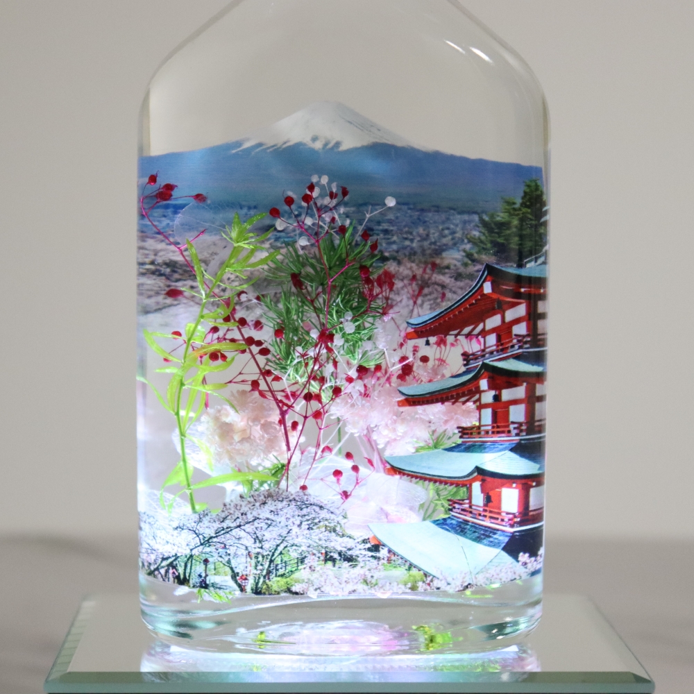 【LEDライト付】ハーバリウム 富士山