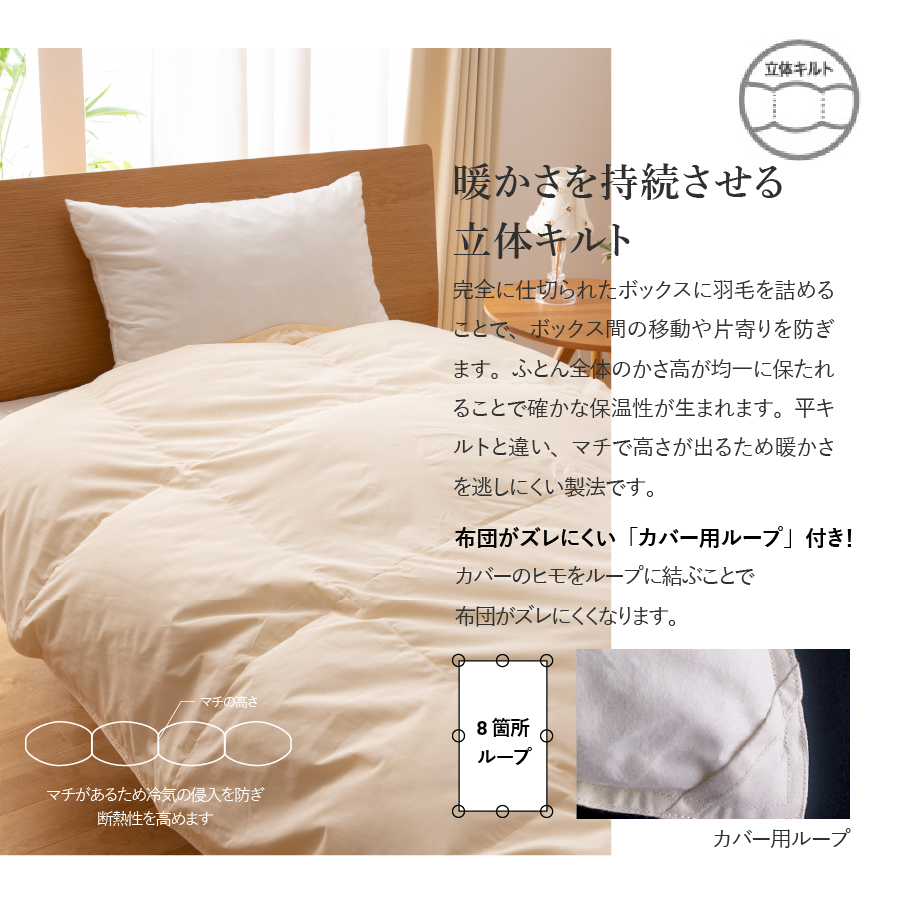 洗える羽毛肌掛けふとん３点セット（セミダブル）【抗菌・除菌・ウイルス除去カバー付き】