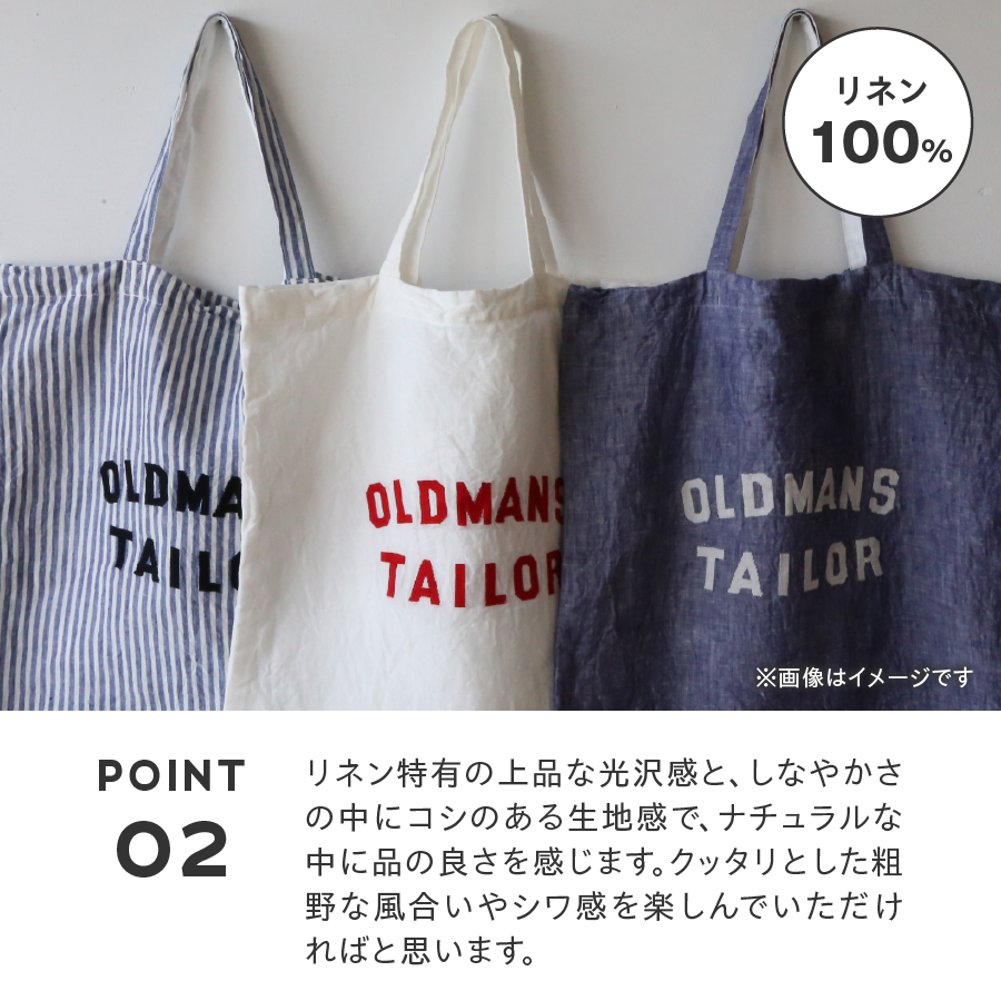 ãOLDMAN'S TAILORãLOGO EMBROIDERY LINEN TOTE BAGãçœ
