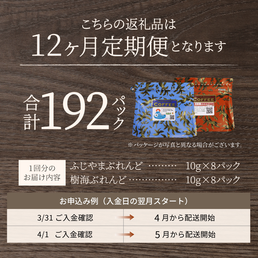 メール便発送【12ヶ月お届け】富士山麓ぶれんど ドリップバッグコーヒー２種セット 定期便