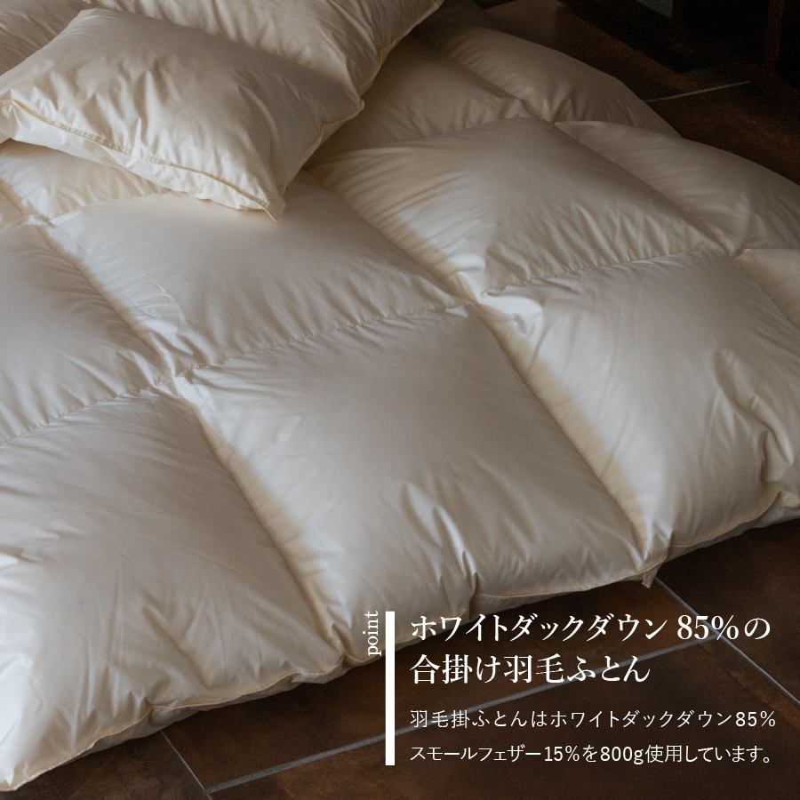 【新生活応援】羽毛合い掛けふとん 敷ふとん 枕 3点セット(シングル)