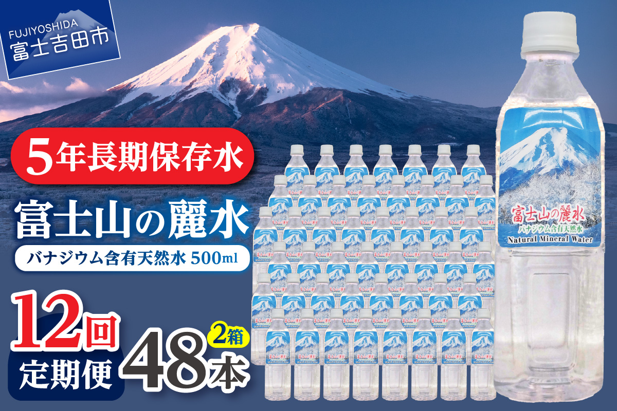 【12か月お届け】富士山の麗水 500ml 48本