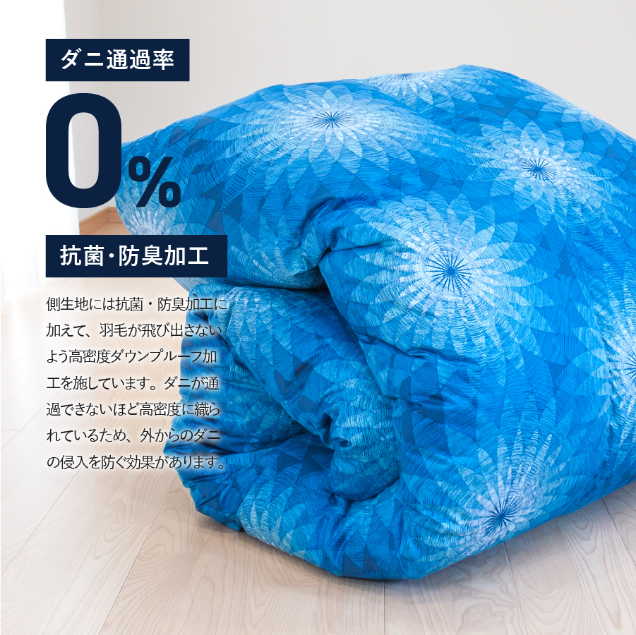 【秋冬対応品】羽毛布団　オリジナル染柄/藍染色(ダブル)