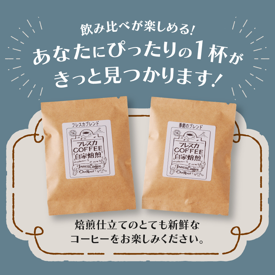 【メール便発送】フレスカ特注 お楽しみ 2 種飲み比べセット （豆）