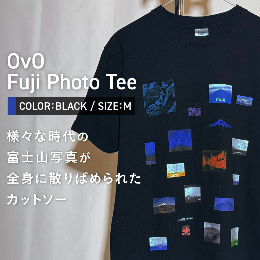 Tシャツ 半袖 BLACK Mサイズ 綿100％ 「 OvO Fuji Photo Tee 」 ユニセックス カジュアル ファッション 黒 ブラック 富士山