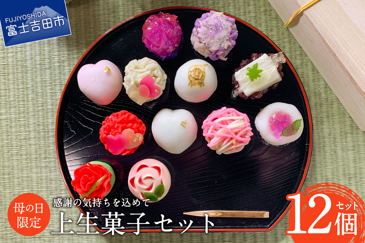 【先行予約】母の日 ギフト 上生菓子 12個セット 贈答用 箱入り 【2026年5月7日発送予定】 富士夢和菓子