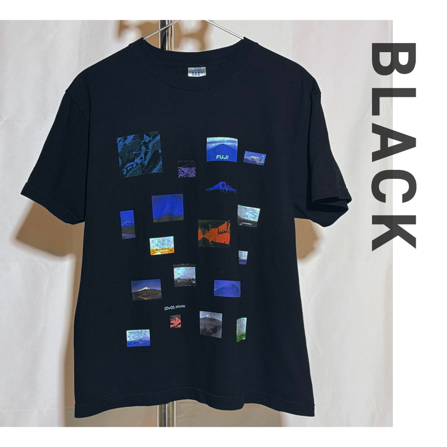 Tシャツ 半袖 BLACK Mサイズ 綿100％ 「 OvO Fuji Photo Tee 」 ユニセックス カジュアル ファッション 黒 ブラック 富士山