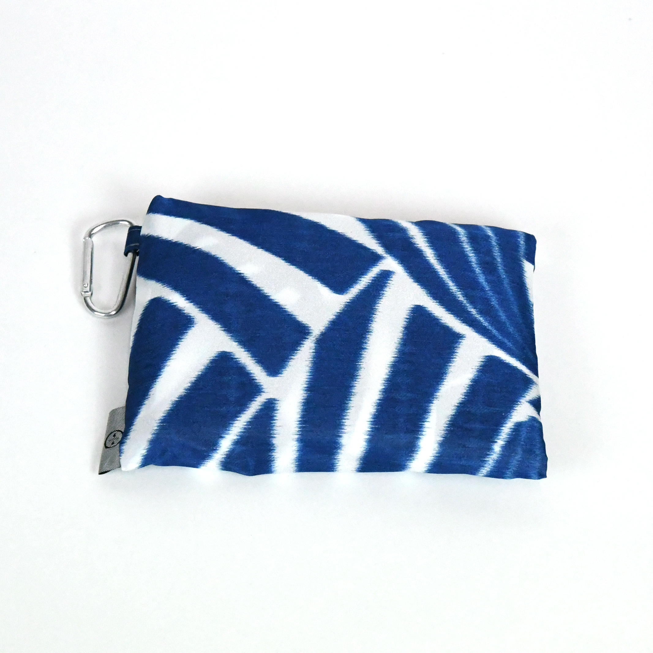 【2way レインバッグ】傘生地で作ったエコバッグ(カラビナ付)　てまり(青)