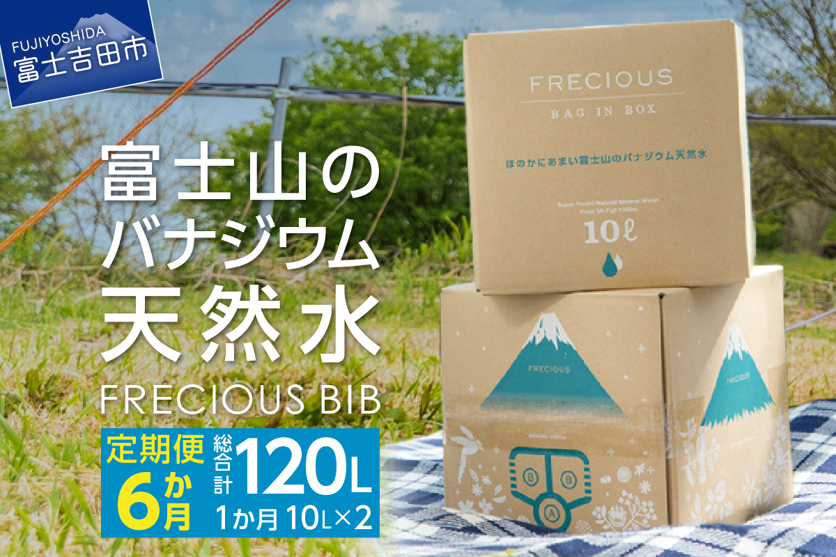 【6か月お届け】富士山のバナジウム天然水 Frecious BIB 20L(10L×2パック)
