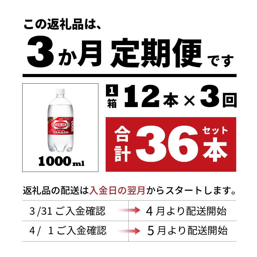 【3ヶ月お届け！】炭酸水 ウィルキンソン タンサン PET1L×1箱(12本入) 定期便