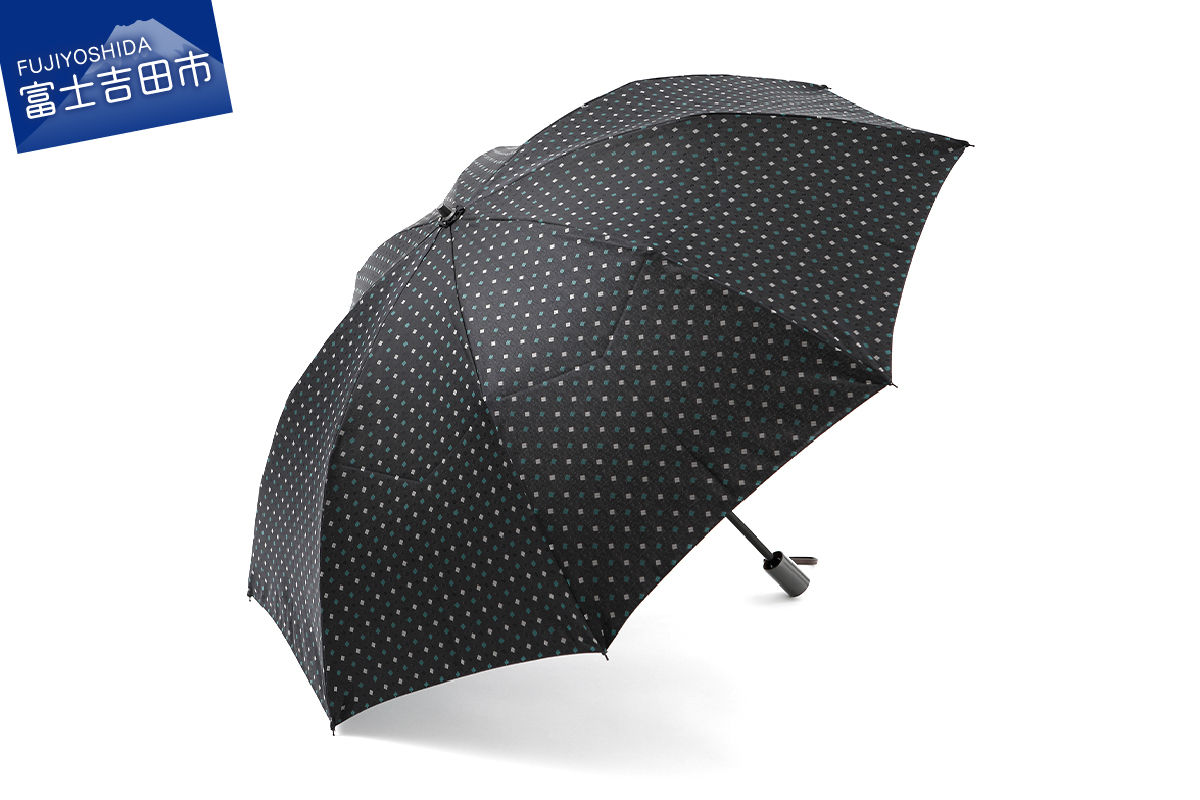 ネクタイ柄【紳士折りたたみ傘】晴雨兼用傘　ネイビー×グリーン
