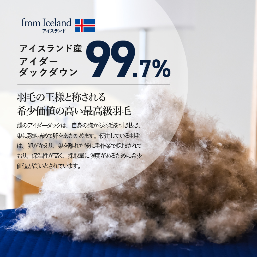 【純銀の糸】ちょうどいい中厚タイプの羽毛布団【アイスランド産アイダーダックダウン99.7％】セミダブル