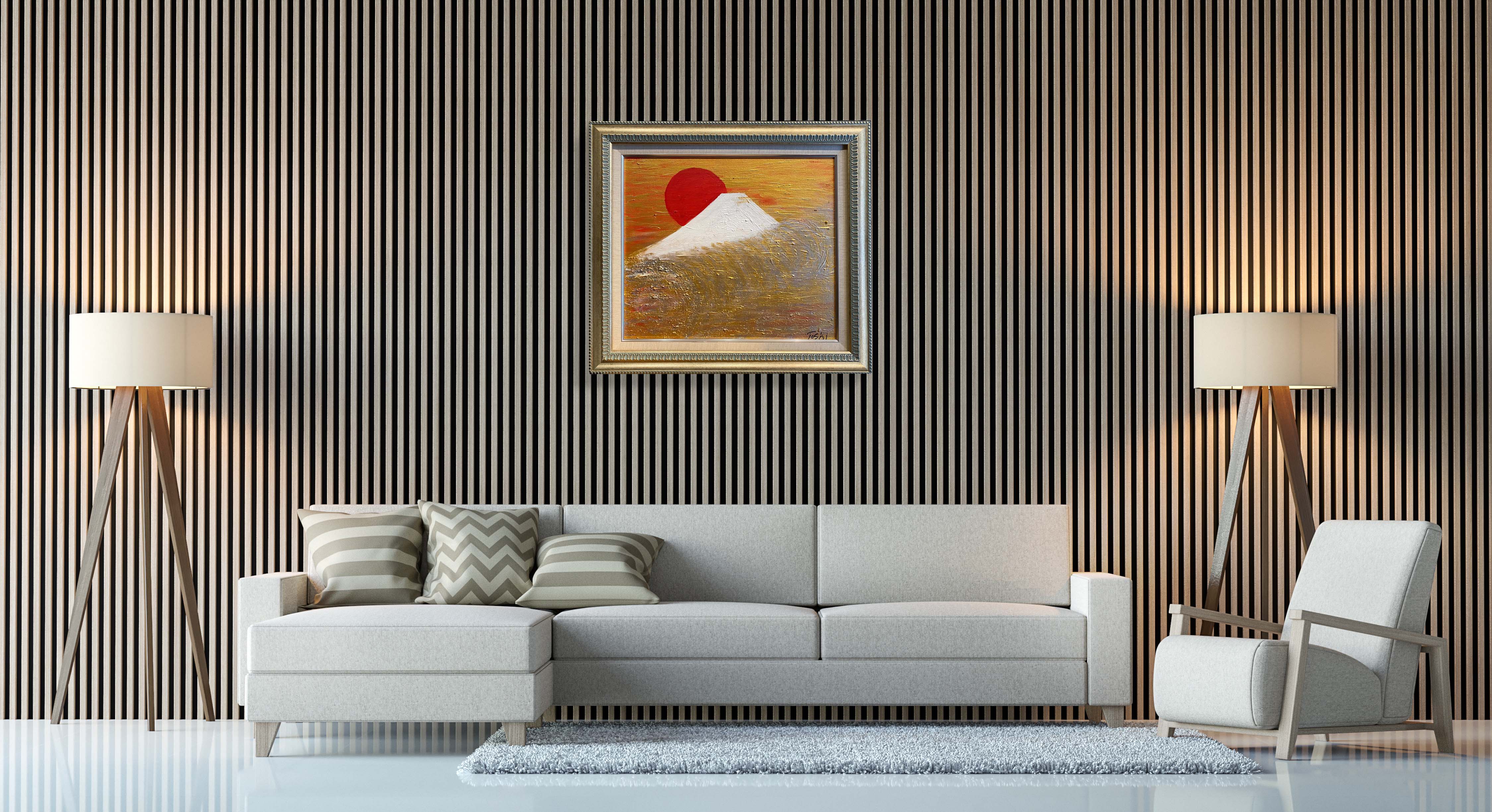 富士山溶岩パワーアート「令和黄金銀龍雲開運白富士」