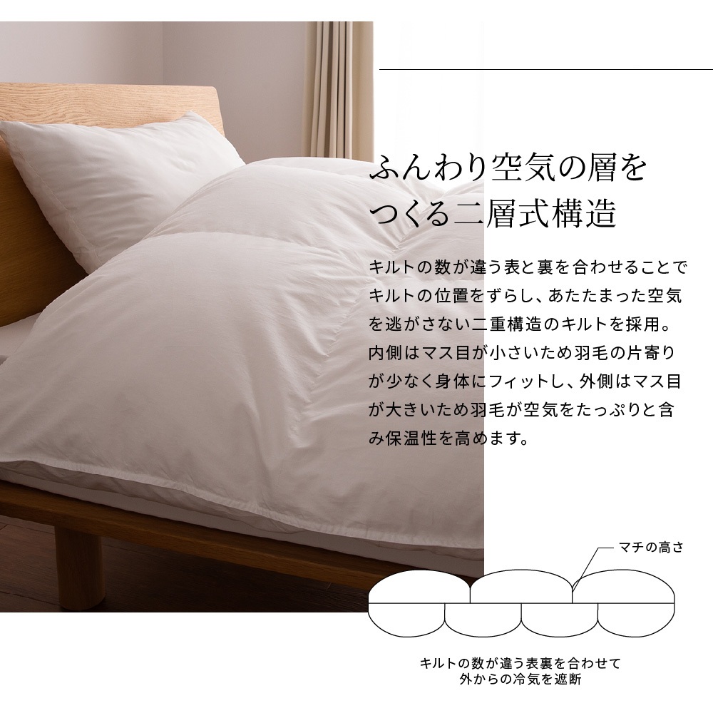 【甲州羽毛ふとん】限定品 本掛け二層式ホワイトダウン90％（シングル）ホワイト
