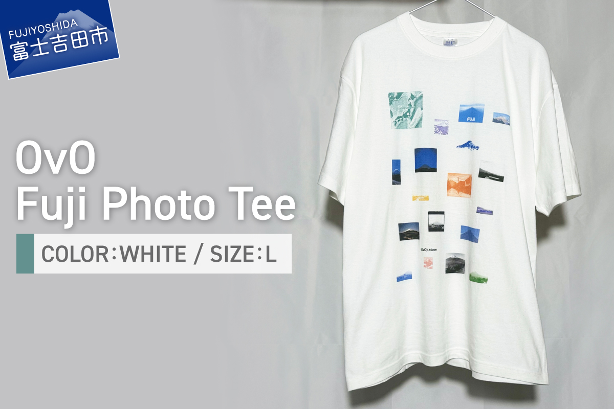 Tシャツ 半袖 WHITE Ｌサイズ 綿100％ 「 OvO Fuji Photo Tee 」 ユニセックス カジュアル ファッション 白 ホワイト 富士山