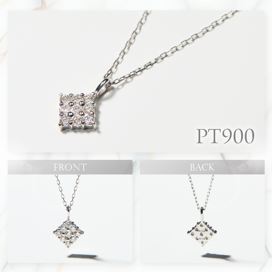 PT（プラチナ）　ダイヤモンドペンダント（スクエア）　MJ-1146
