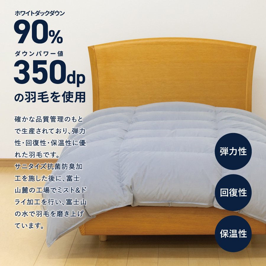 【数量限定】ちょうどいい中厚タイプの羽毛布団ライトグレー シングル 羽毛量0.8kg