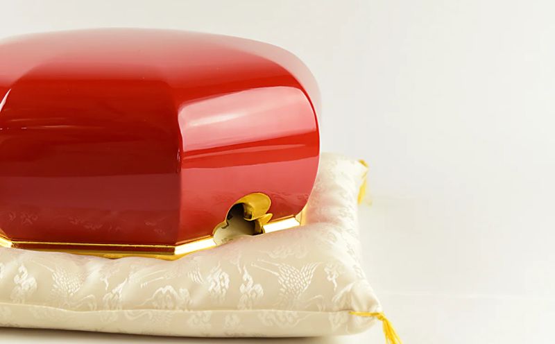 【佐藤木工】彩玉手箱 木曽漆 京組紐（朱色）