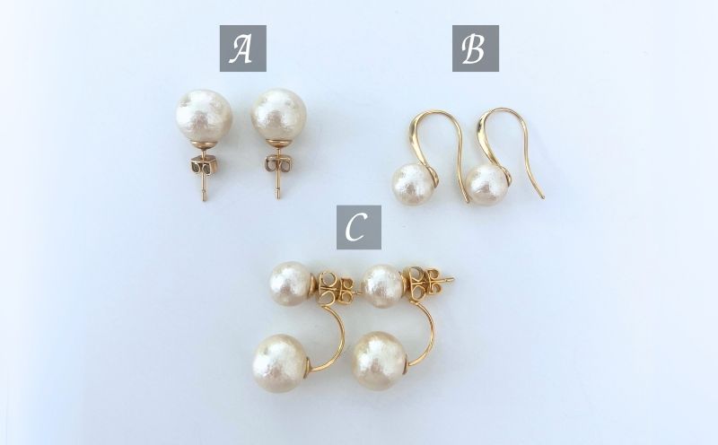コットンパール「キスカ」ピアス３点セット(ゴールド)【～en～】｜コットンパール ネックレス アクセサリー 入学式 卒業式 結婚式 ゴールド