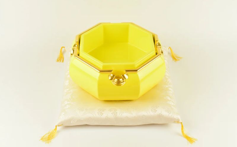 【佐藤木工】彩玉手箱 ポップカラー 京組紐 金沢箔（黄色）