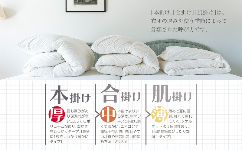 【セミダブル】【合掛け】羽毛合掛け布団（抗菌加工）スーパーマイクロ　超軽量素材（170cm×210cm）